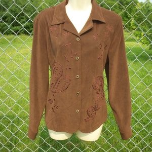 Alfred Dunner Sued Embroidered Button Up Sz 12
